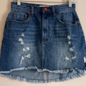 Mini Distressed One Teaspoon X Denim Skirt